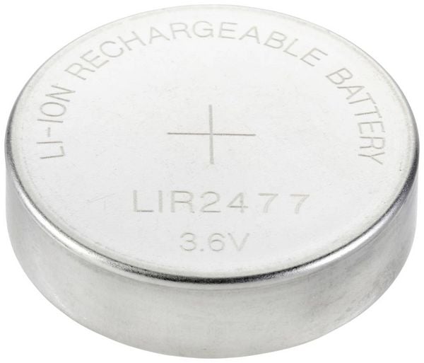 Produktbild: VOLTCRAFT Knopfzellen-Akku LIR2477 Lithium 180 mAh 3.6V 1St.