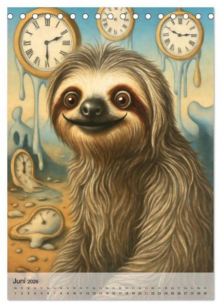 Produktbild: Sloth Art Originals ... eine faultierlangsame Reise durch die Kunstgeschichte (Tischkalender 2026 DIN A5 hoch), CALVENDO Monatskalender