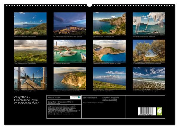 Produktbild: Zakynthos - Griechische Idylle im Ionischen Meer (hochwertiger Premium Wandkalender 2027 DIN A2 quer), Kunstdruck in Hochglanz