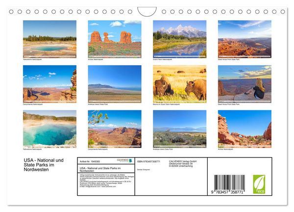 Produktbild: USA - National und State Parks im Nordwesten (Wandkalender 2026 DIN A4 quer), CALVENDO Monatskalender