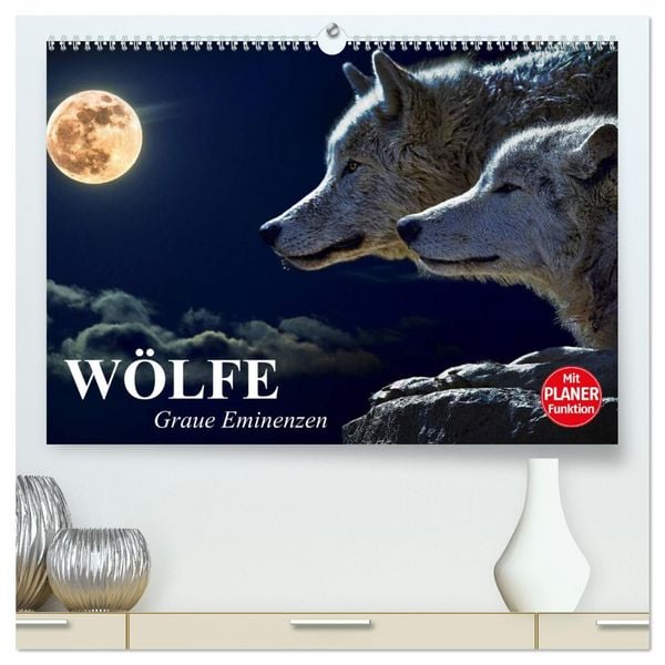 Produktbild: W&ouml;lfe. Graue Eminenzen (hochwertiger Premium Wandkalender 2026 DIN A2 quer), Kunstdruck in Hochglanz