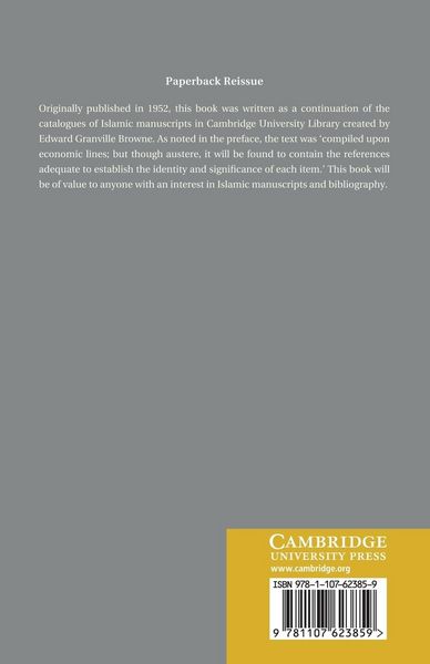 Produktbild: A Second Supplementary Hand-List of the Muhammadan Manuscripts in the University and Colleges of Cambridge