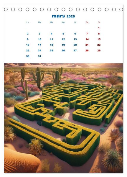 Produktbild: Les &eacute;nigmes du labyrinthe (Calendrier de bureau 2026 DIN A5 horizontal), CALVENDO calendrier mensuel