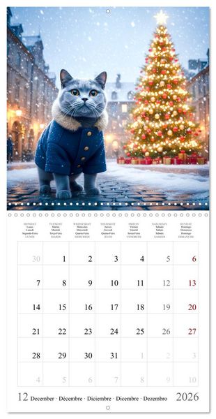 Produktbild: A British Shorthair's Escapes (Wall Calendar 2026 12 &times; 12 Inch) CALVENDO 12 Month Wall Calendar