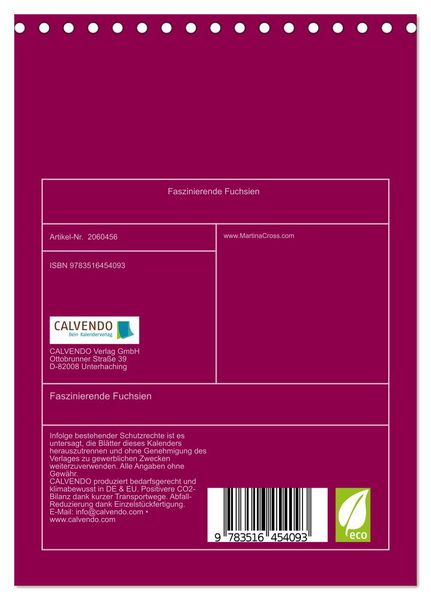 Produktbild: Faszinierende Fuchsien (Tischkalender 2026 DIN A5 hoch), CALVENDO Monatskalender