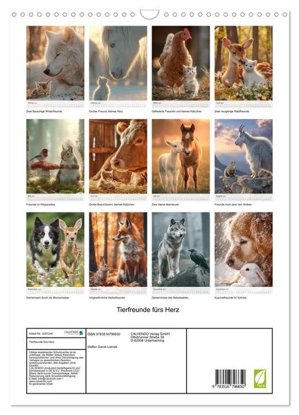 Produktbild: Tierfreunde f&uuml;rs Herz (Wandkalender 2027 DIN A3 hoch), CALVENDO Monatskalender