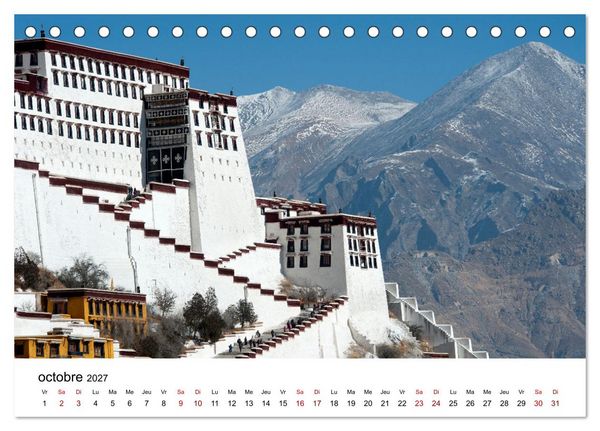 Produktbild: Monast&egrave;res et paysages du Tibet (Calendrier de bureau 2027 DIN A5 vertical), CALVENDO calendrier mensuel