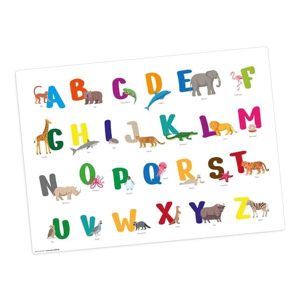 Produktbild: Tischsetmacher Tischset f&uuml;r Kinder Buntes ABC mit Tieren, aus hochwertigem Vinyl , 44 x 32 cm