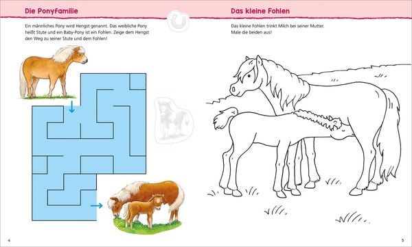 Produktbild: WAS IST WAS Kindergarten Malen R&auml;tseln Stickern Auf dem Ponyhof