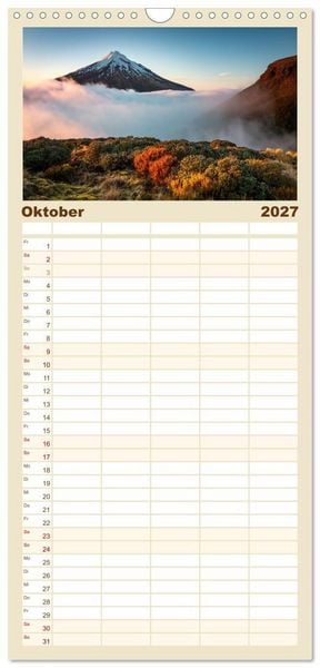Produktbild: Familienplaner 2027 - Nat&uuml;rlich Neuseeland mit 5 Spalten (Wandkalender, 21 x 45 cm) CALVENDO
