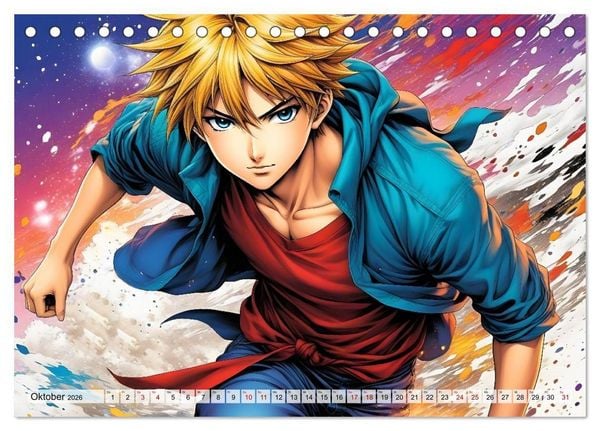 Produktbild: Manga Action Heroes (Tischkalender 2026 DIN A5 quer), CALVENDO Monatskalender