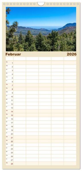 Produktbild: Familienplaner 2026 - Gran Canaria &ndash; Natur trifft Geschichte mit 5 Spalten (Wandkalender, 21 x 45 cm) CALVENDO