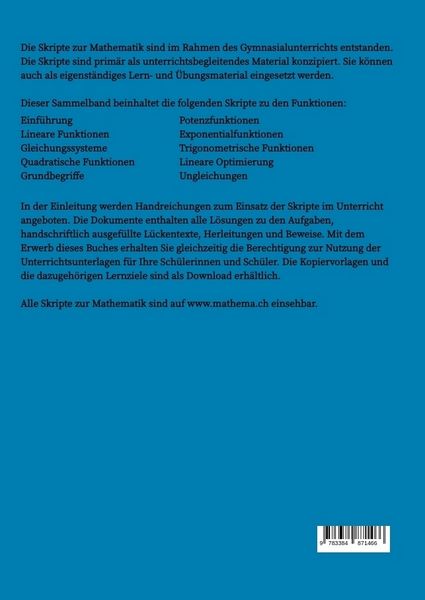 Produktbild: Skripte zur Mathematik - Funktionen