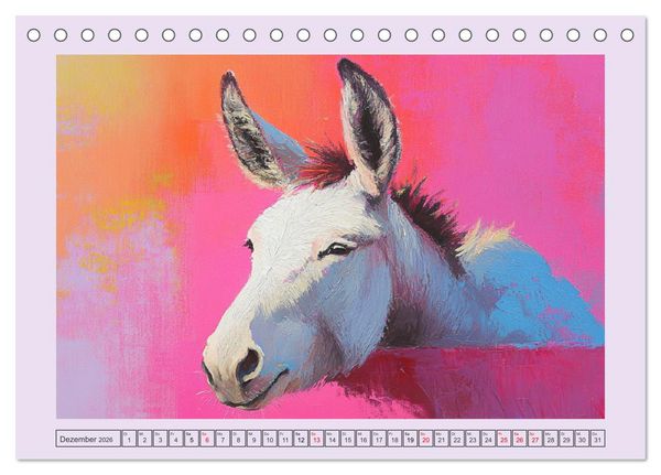 Produktbild: Tiere auf dem Bauernhof. Farbenfrohe Tierportraits im Stil der &Ouml;lmalerei (Tischkalender 2026 DIN A5 quer), CALVENDO Monatskalender