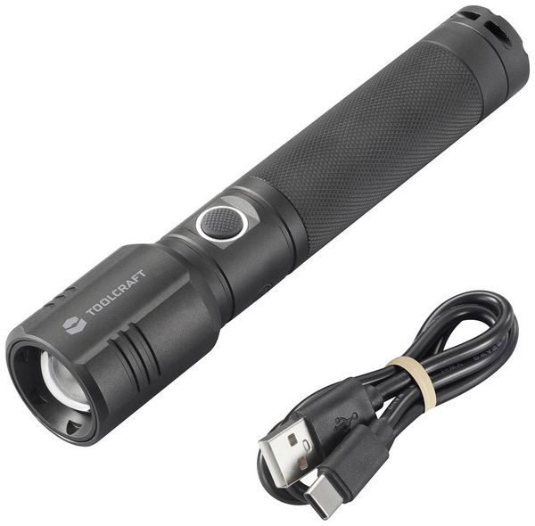 Produktbild: TOOLCRAFT TO-7838454 SMD LED Taschenlampe verstellbar, mit USB-Schnittstelle, mit Stroboskopmodus akkubetrieben 1000 lm 35 h 194 g