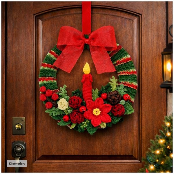 Produktbild: HTI-Living Weihnachtskranz H&auml;kelset DIY Bastelset 30 cm mit Zubeh&ouml;r