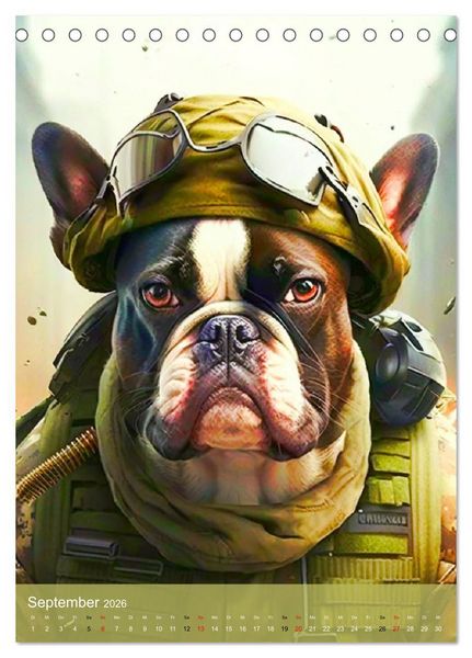Produktbild: Tierische Krieger. Pelzige Soldaten im aktiven Dienst des Milit&auml;rs (Tischkalender 2026 DIN A5 hoch), CALVENDO Monatskalender
