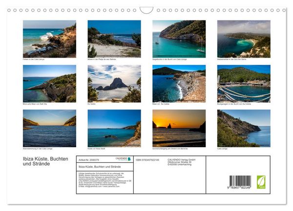 Produktbild: Ibiza K&uuml;ste, Buchten und Str&auml;nde (Wandkalender 2026 DIN A3 quer), CALVENDO Monatskalender