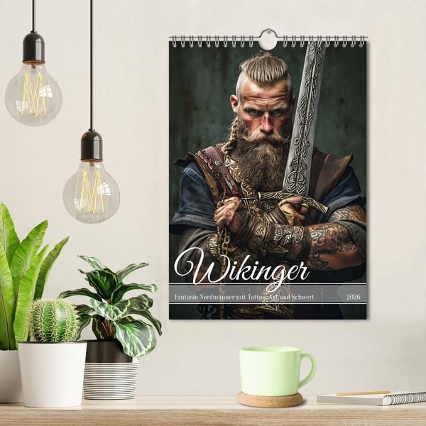 Produktbild: Wikinger - Fantasie Nordm&auml;nner mit Tattoo, Axt und Schwert (Wandkalender 2026 DIN A4 hoch), CALVENDO Monatskalender