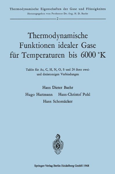Produktbild: Thermodynamische Funktionen idealer Gase f&uuml;r Temperaturen bis 6000 &deg;K