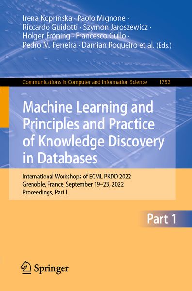 Produktbild: Machine Learning and Principles and Practice of Knowledge Discovery in Databases