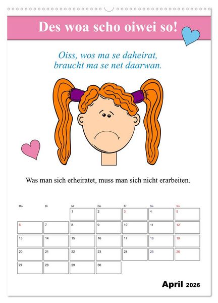 Produktbild: So a Schmarrn! Bairische Mundart (hochwertiger Premium Wandkalender 2026 DIN A2 hoch), Kunstdruck in Hochglanz