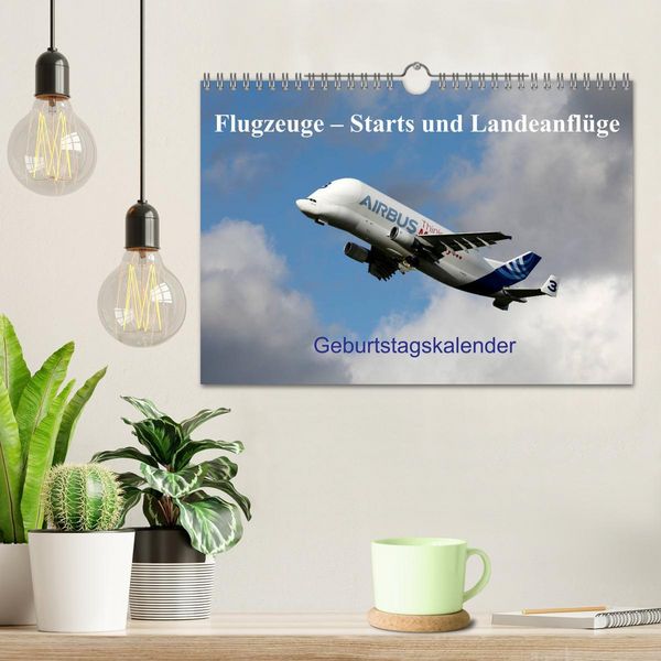 Produktbild: Flugzeuge &ndash; Starts und Landeanfl&uuml;ge Geburtstagsplaner (Wandkalender 2026 DIN A4 quer), CALVENDO Monatskalender