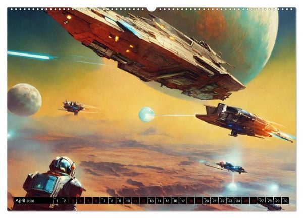 Produktbild: Futuristische Weltraumschlachten (hochwertiger Premium Wandkalender 2026 DIN A2 quer), Kunstdruck in Hochglanz