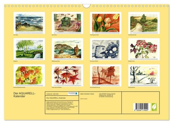 Produktbild: Der AQUARELL-Kalender (Wandkalender 2027 DIN A3 quer), CALVENDO Monatskalender