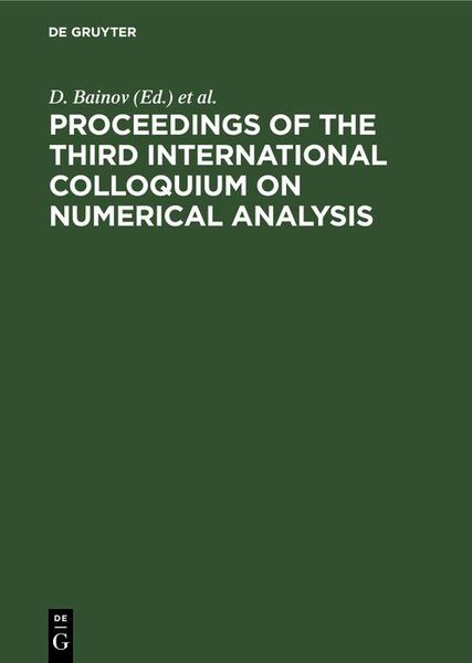Produktbild: Proceedings of the Third International Colloquium on Numerical Analysis