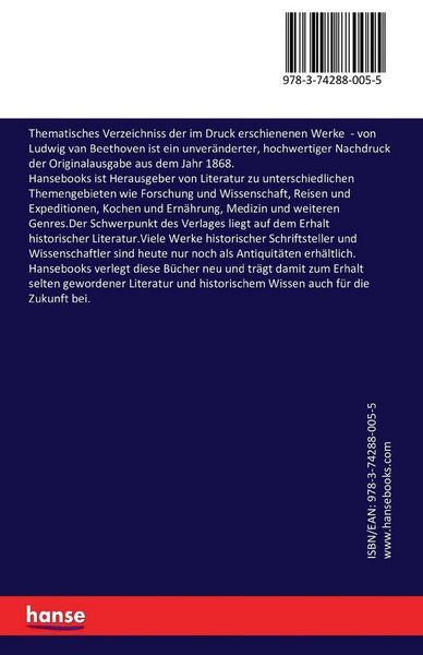 Thematisches Verzeichniss der im Druck erschienenen Werke