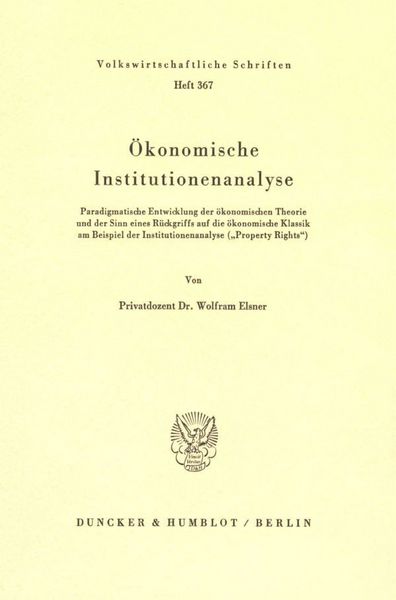 Produktbild: &Ouml;konomische Institutionenanalyse.