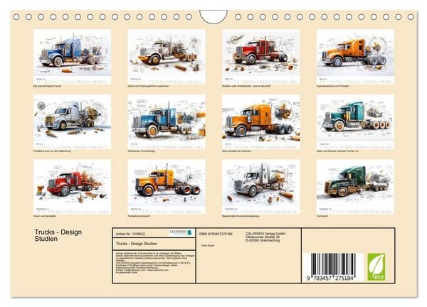 Produktbild: Trucks - Design Studien (Wandkalender 2026 DIN A4 quer), CALVENDO Monatskalender