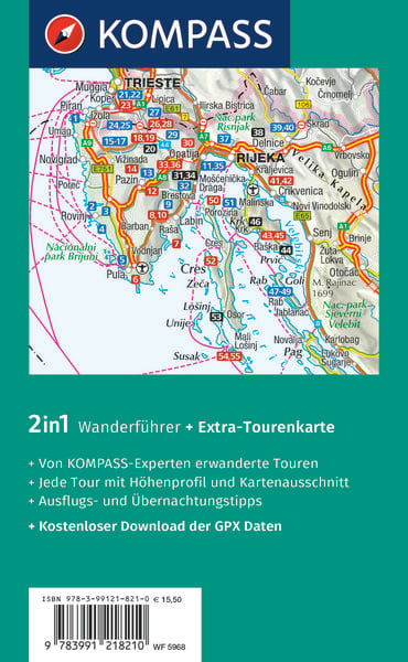 Produktbild: KOMPASS Wanderf&uuml;hrer Istrien mit Kvarner-Bucht, Krk, Rab, Cres und Losinj, 55 Touren