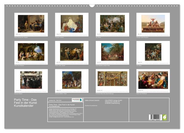 Produktbild: Party Time - Das Fest in der Kunst Kunstkalender (Wandkalender 2026 DIN A2 quer), CALVENDO Monatskalender