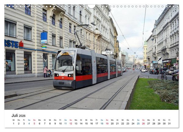 Produktbild: Mit der Bim durch Wien - Die Wiener Stra&szlig;enbahn (Wandkalender 2026 DIN A3 quer), CALVENDO Monatskalender
