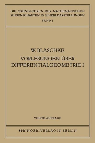 Produktbild: Vorlesungen &Uuml;ber Differentialgeometrie I