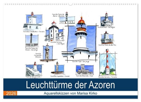 Leuchttürme der Azoren (Wandkalender 2026 DIN A2 quer), CALVENDO Monatskalender