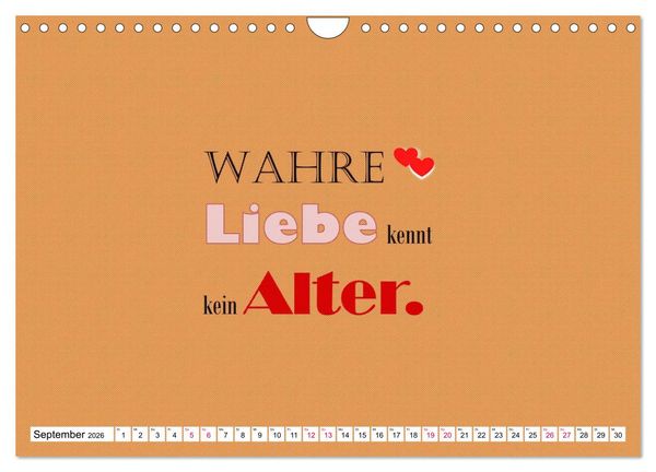 Produktbild: Zitate und Spr&uuml;che In Sachen LIEBE (Wandkalender 2026 DIN A4 quer), CALVENDO Monatskalender