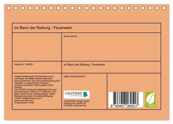Produktbild: Im Bann der Rettung - Feuerwehr (Tischkalender 2026 DIN A5 quer), CALVENDO Monatskalender