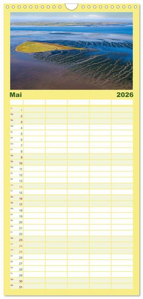 Produktbild: Familienplaner 2026 - Das Wattenmeer aus der Vogelperspektive mit 5 Spalten (Wandkalender, 21 x 45 cm) CALVENDO