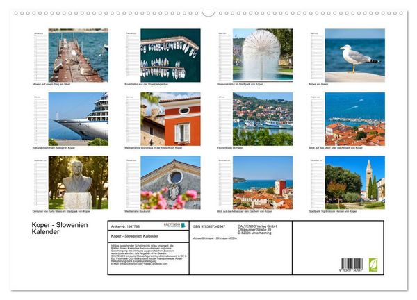 Produktbild: Koper - Slowenien Kalender (Wandkalender 2026 DIN A2 quer), CALVENDO Monatskalender