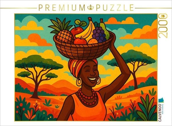 CALVENDO Puzzle Frau mit Früchtekorb - Sonne, Stolz und Lebensfreude - Ein Motiv aus dem Kalender AFRIKA VIBES | 2000 Teile Lege-Größe 90x67cm Foto-Pu