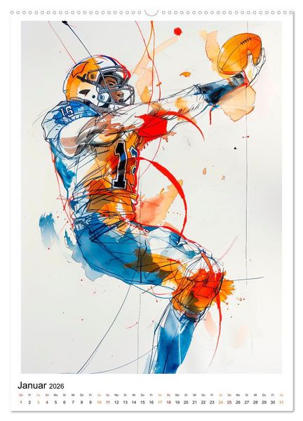 Produktbild: American Football - tolle Momente (hochwertiger Premium Wandkalender 2026 DIN A2 hoch), Kunstdruck in Hochglanz