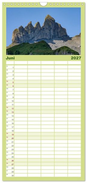 Produktbild: Familienplaner 2027 - Berner Oberland - Bergwelten mit 5 Spalten (Wandkalender, 21 x 45 cm) CALVENDO