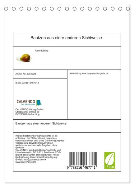 Produktbild: Bautzen aus einer anderen Sichtweise (Tischkalender 2026 DIN A5 hoch), CALVENDO Monatskalender
