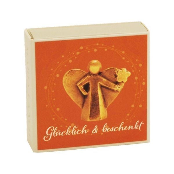 Produktbild: Figur Engel mit Blume, in Schachtel Gl&uuml;cklich und beschenkt