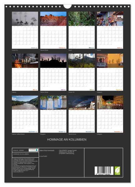Produktbild: HOMMAGE AN KOLUMBIEN (Wandkalender 2026 DIN A3 hoch), CALVENDO Monatskalender