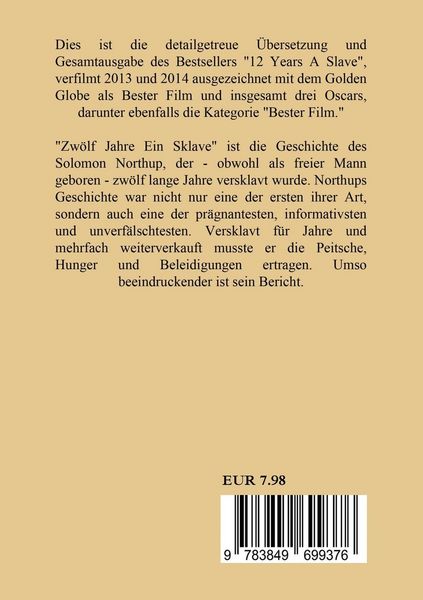 Produktbild: Zw&ouml;lf Jahre ein Sklave