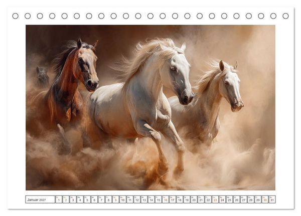 Produktbild: Pferde wie gemalt (Tischkalender 2027 DIN A5 quer), CALVENDO Monatskalender